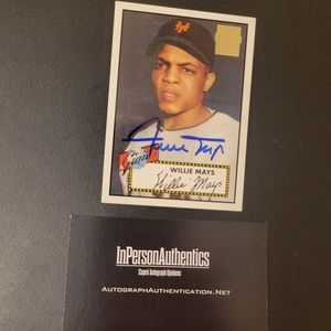 1996 topps willie mays  commemorative 1952 topps autographed coa included